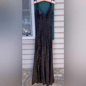Prom dress sequins spaghetti straps sweat heat neck line dropped back